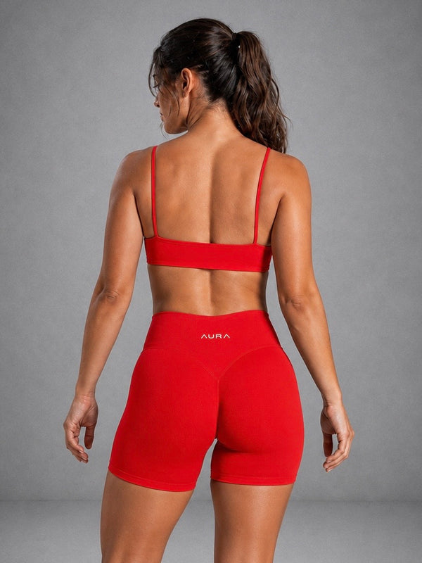 Aura Flow Sports Bra — Crimson