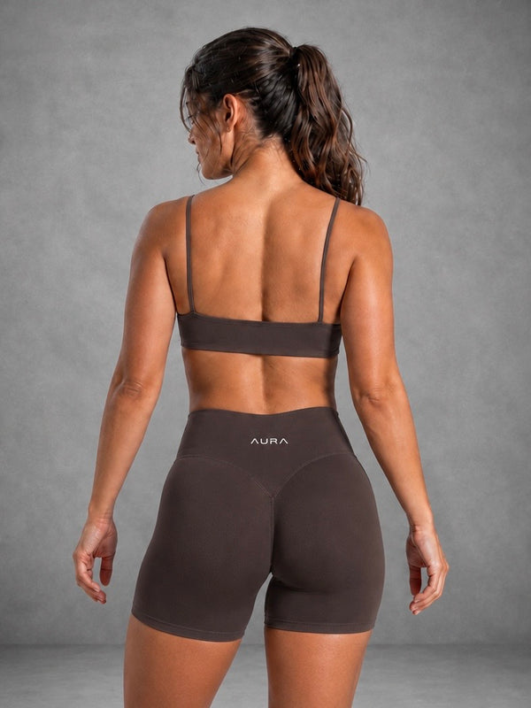 Aura Flow Sports Bra — Mocha